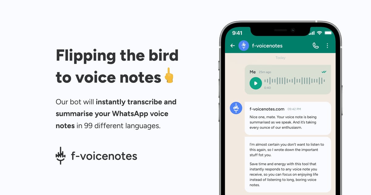 Instantly Summarise Voice Notes on WhatsApp with f-voicenotes
